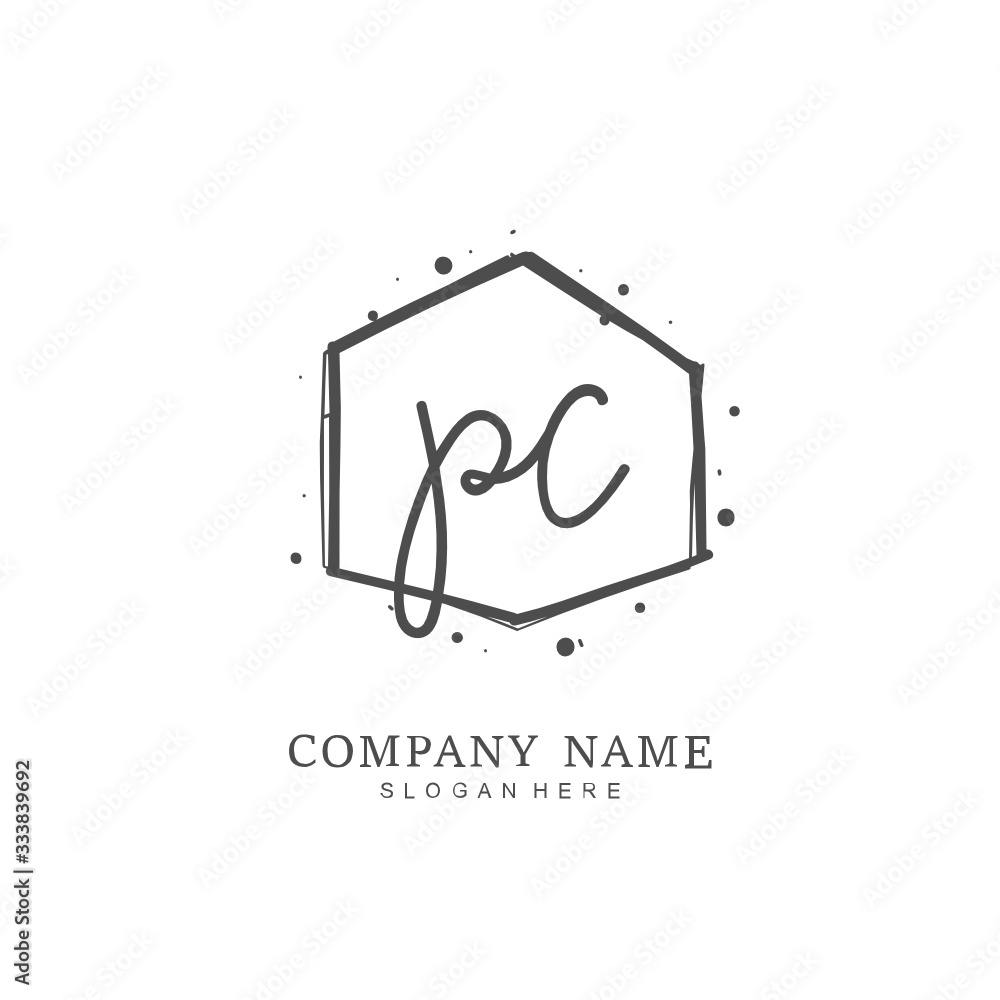 Handwritten initial letter P C PC for identity and logo. Vector logo template with handwriting and signature style. Handwritten initial letter P C PC for identity and logo. Vector logo template with handwriting and signature style.