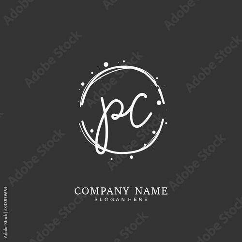  Handwritten initial letter P C PC for identity and logo. Vector logo template with handwriting and signature style. © D'Graphic Studio
