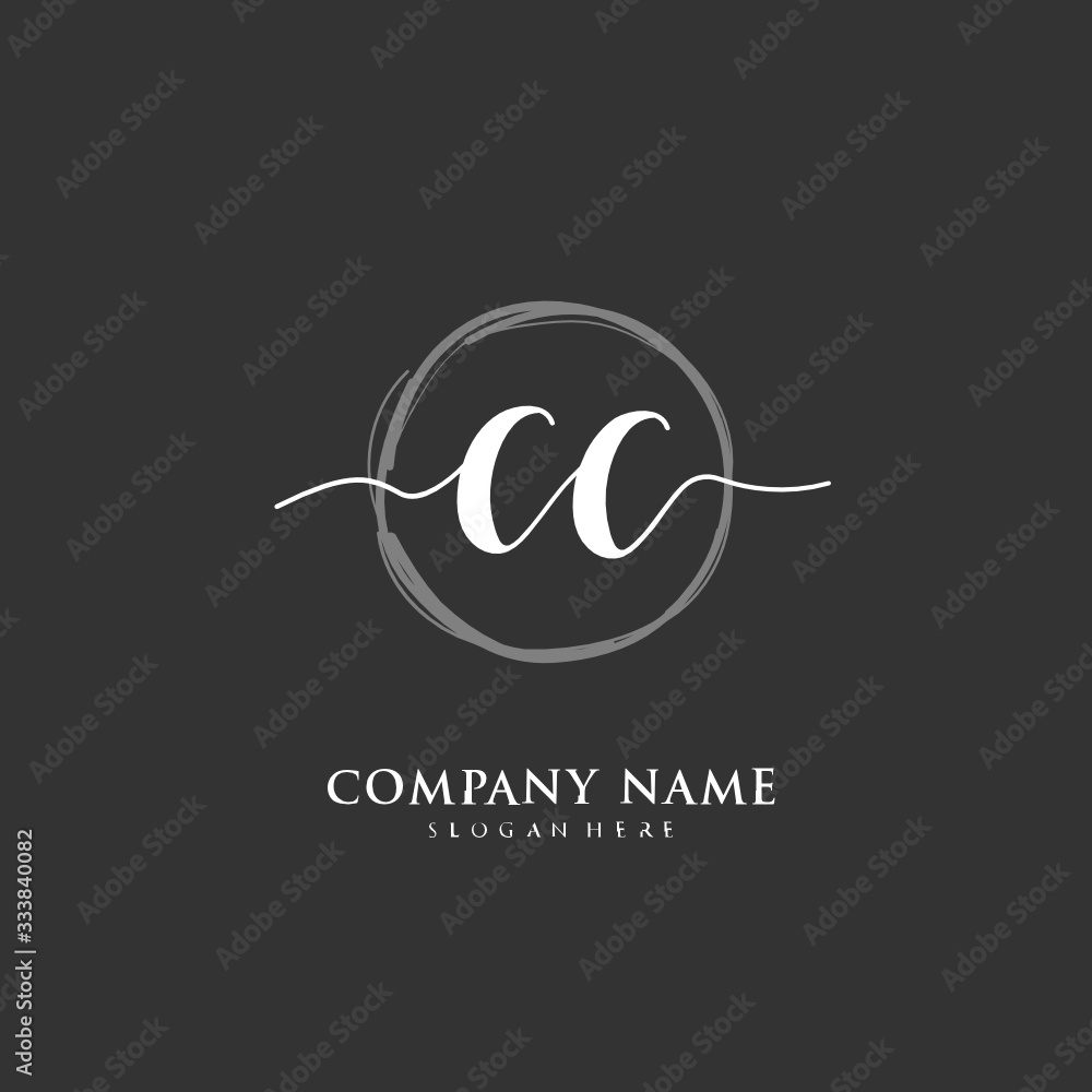 Handwritten initial letter C CC for identity and logo. Vector logo template with handwriting and signature style.
