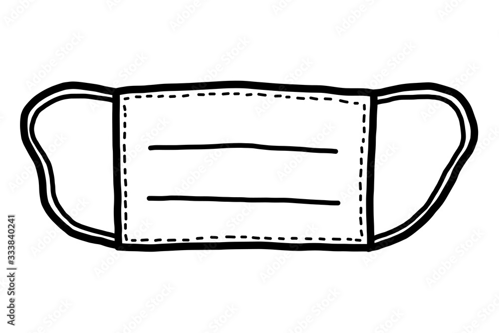 Face mask / cartoon vector and illustration, black and white style, isolated on white background Face mask / cartoon vector and illustration, black and white style, isolated on white background