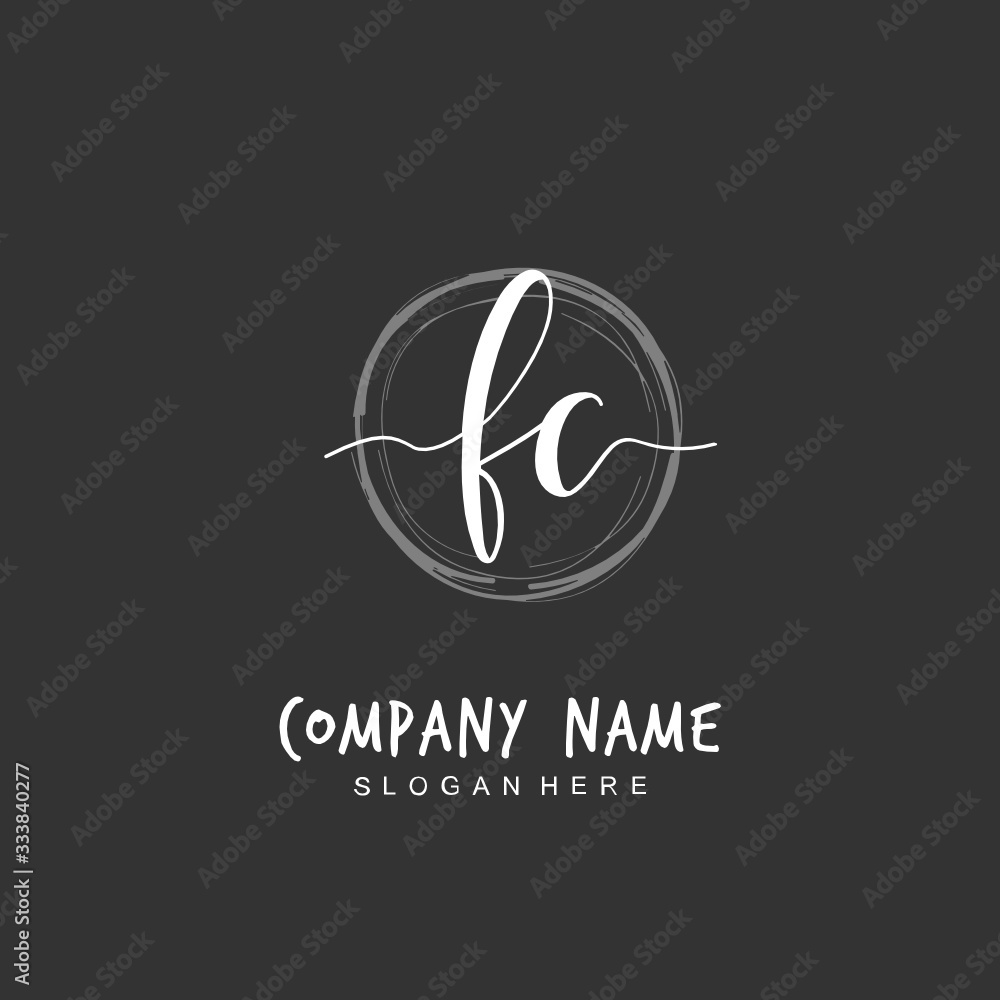 Handwritten initial letter F C FC for identity and logo. Vector logo template with handwriting and signature style.