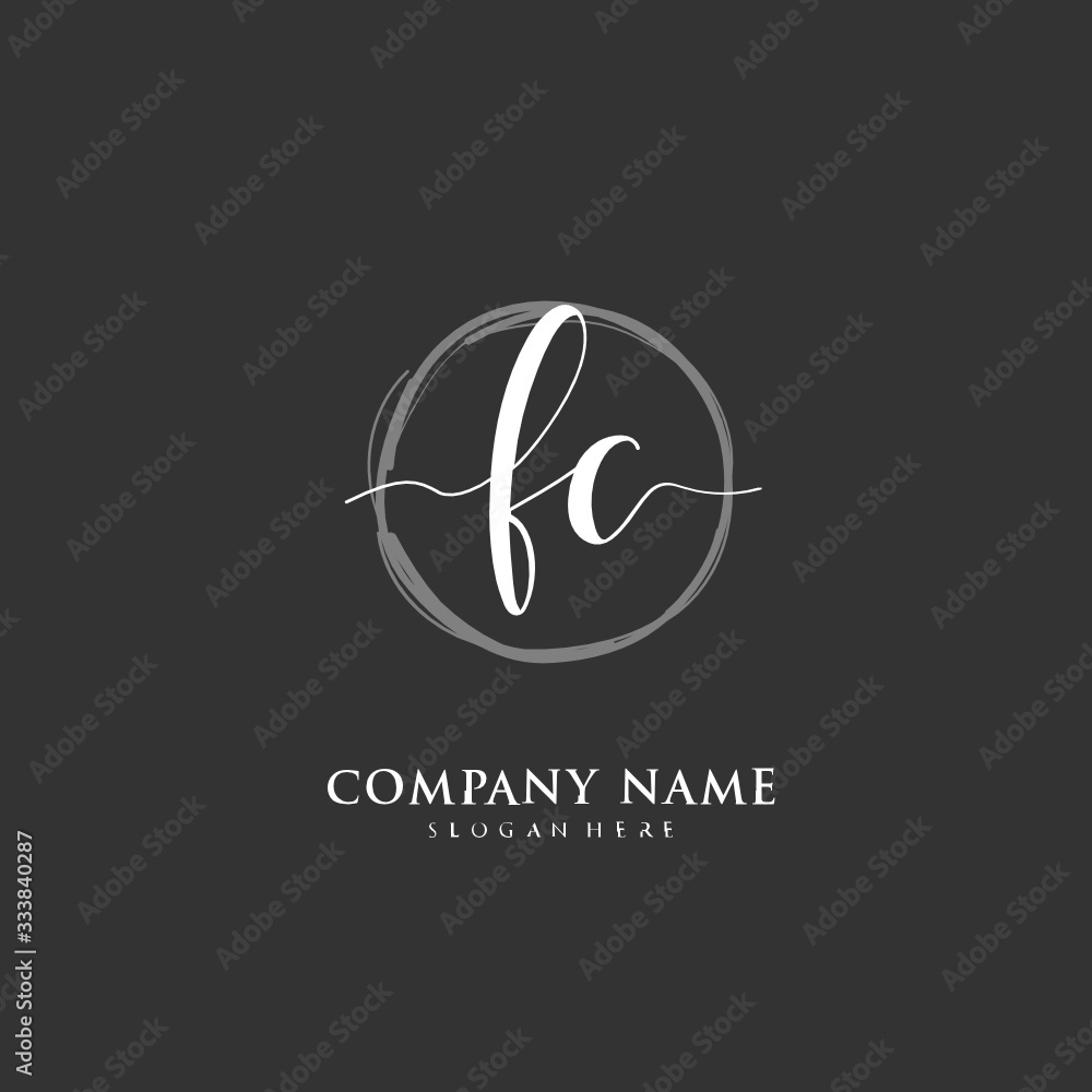 Handwritten initial letter F C FC for identity and logo. Vector logo template with handwriting and signature style. Handwritten initial letter F C FC for identity and logo. Vector logo template with handwriting and signature style.