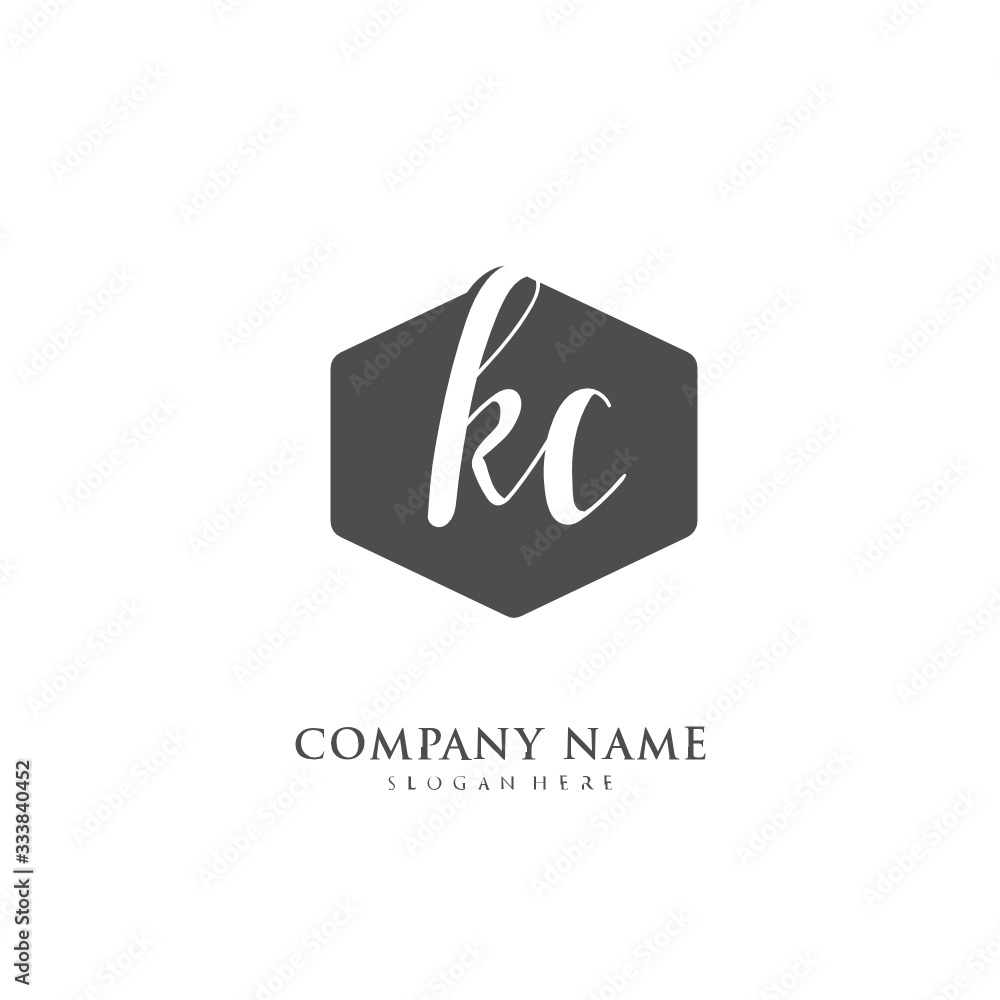 Handwritten initial letter K C KC for identity and logo. Vector logo template with handwriting and signature style. Handwritten initial letter K C KC for identity and logo. Vector logo template with handwriting and signature style.