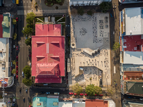 Beautiful aerial view of the Cultural plaza and the National theater on the streets of San Jose