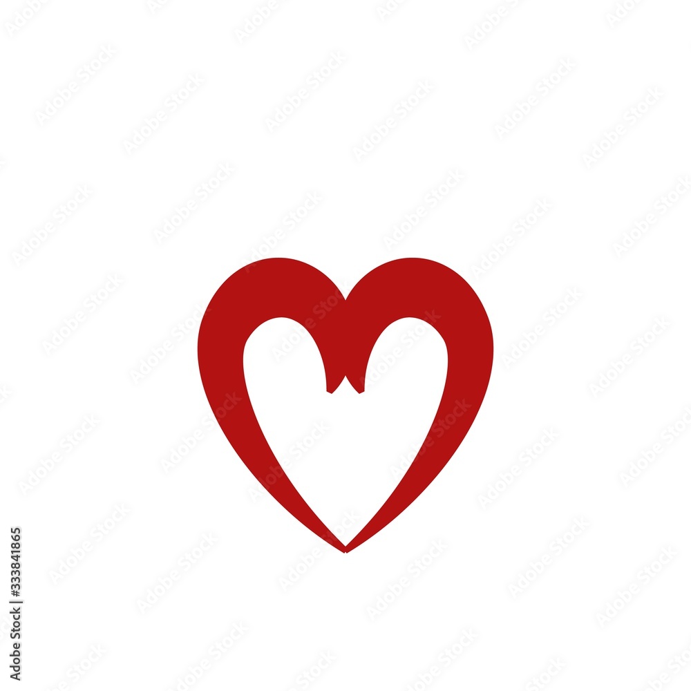 Heart isolated. Red sign on white background. Romantic silhouette symbol love, passion and wedding. Colorful mark of valentine day, t shirt. Design element. Vector illustration.