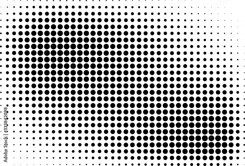 Dotted gradient vector illustration, white and black halftone background, horizontal seamless dotted lines, monochrome dots texture backdrop, retro effect