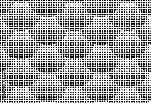 Dotted gradient vector illustration, white and black halftone background, horizontal seamless dotted lines, monochrome dots texture backdrop, retro effect