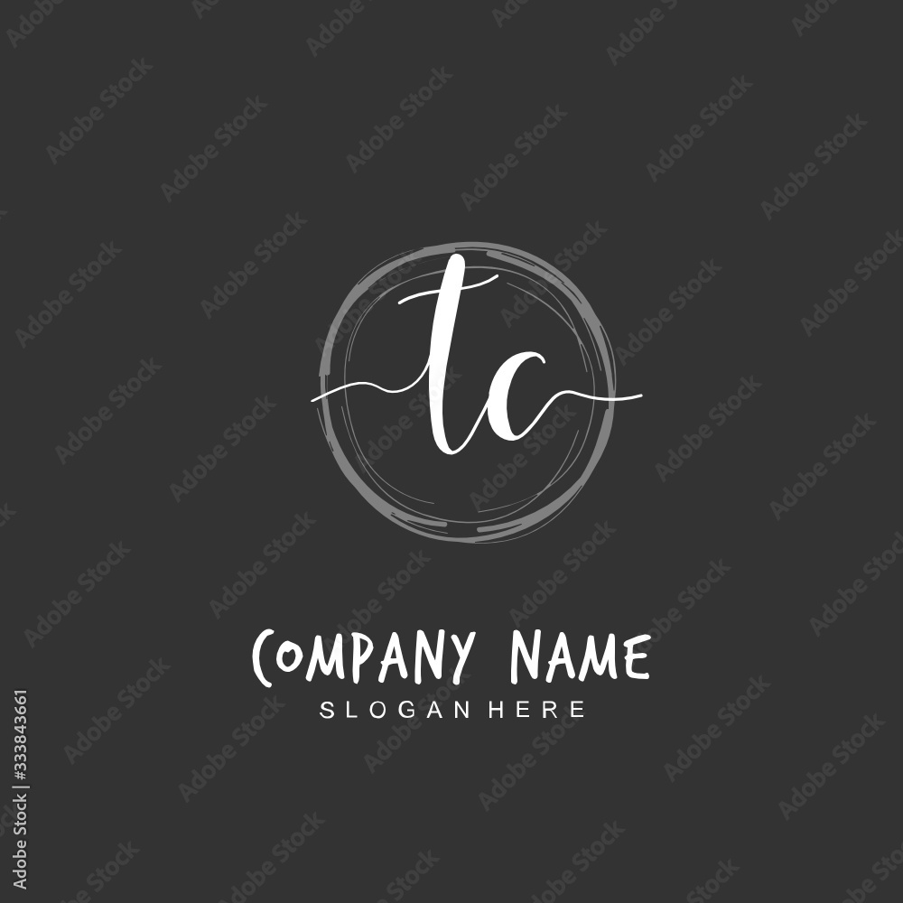 Handwritten initial letter T C TC for identity and logo. Vector logo template with handwriting and signature style. Handwritten initial letter T C TC for identity and logo. Vector logo template with handwriting and signature style.