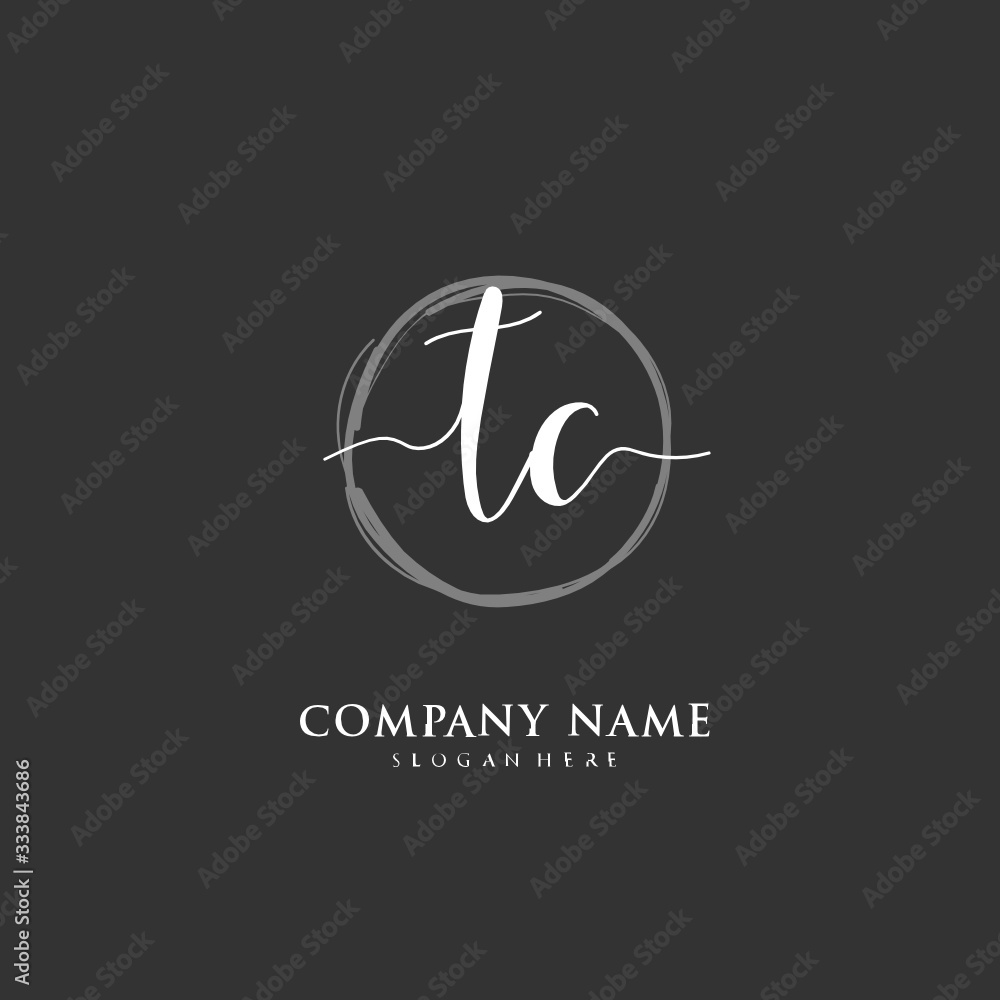 Handwritten initial letter T C TC for identity and logo. Vector logo template with handwriting and signature style. Handwritten initial letter T C TC for identity and logo. Vector logo template with handwriting and signature style.