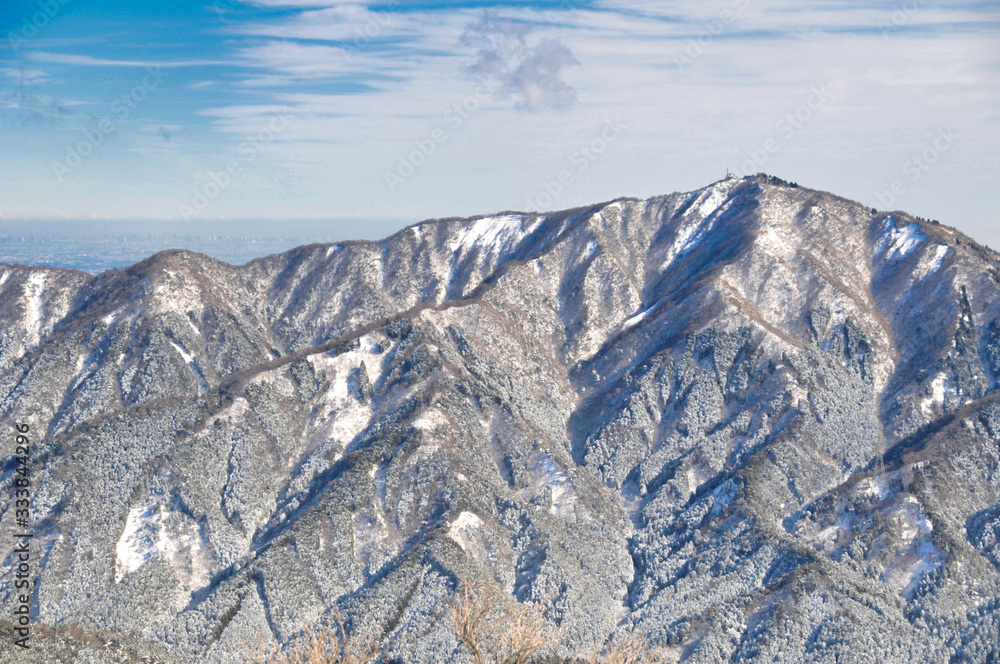 丹沢, 雪山, 雪, 冬, 風景, 空, 山, 自然, 全景, 青, 景色, 雲