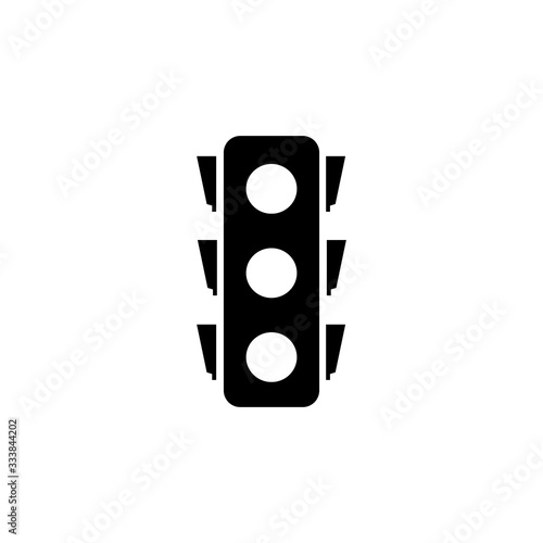 Stoplight silhouette. Icon traffic light on white background. Symbol movement safety and warning. Electrical semaphore for regulate transportation on crossroads urban road. Flat vector illustration.