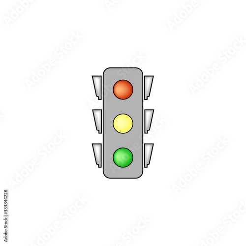 Stoplight sign. Icon traffic light on white background. Symbol regulate movement safety and warning. Electricity semaphore regulate transportation on crossroads urban road. Flat vector illustration.