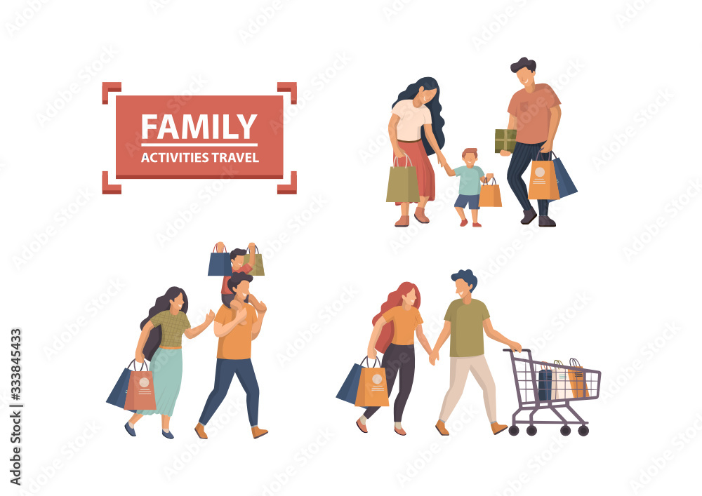 Naklejka premium Family activities that go out to Shopping