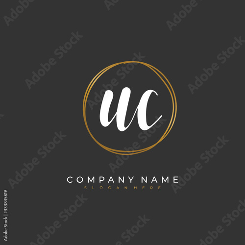 Handwritten initial letter U C UC for identity and logo. Vector logo template with handwriting and signature style.