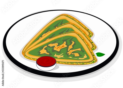 Methi Paratha indian Street Food Vector