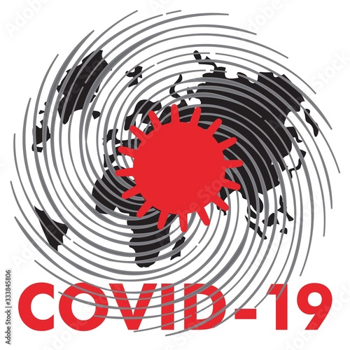 Covid 19. Coronovirus on planet earth Stop coronovirus on planet earth, font poster with red font on a white background, vector, illustration, isolate,
