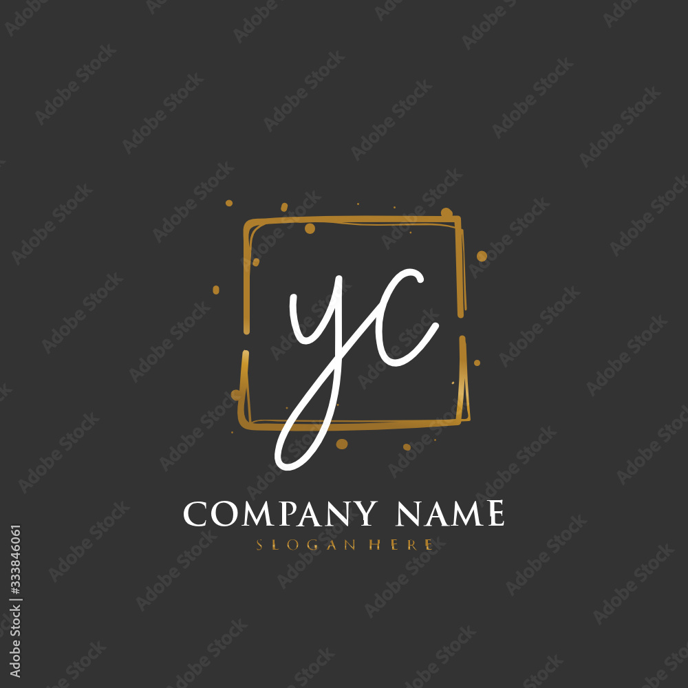 Handwritten initial letter Y C YC for identity and logo. Vector logo template with handwriting and signature style. Handwritten initial letter Y C YC for identity and logo. Vector logo template with handwriting and signature style.