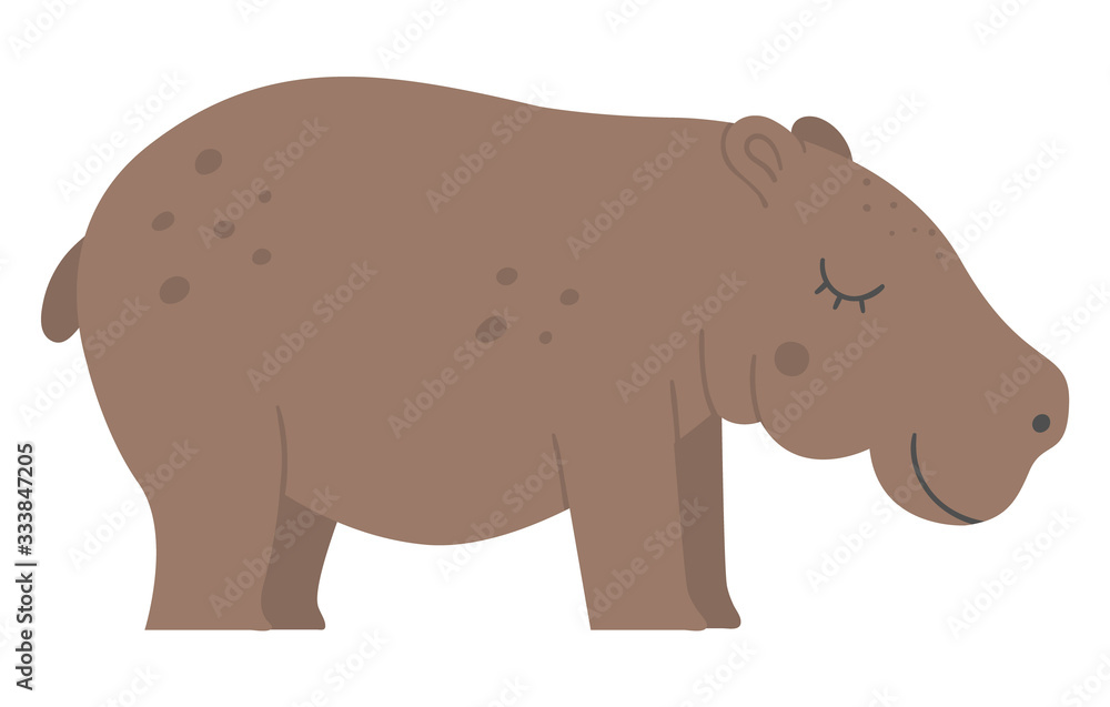 Vector cute hippo isolated on white background. Funny tropical exotic African animal illustration. Bright flat hippopotamus picture for children. Jungle summer clip art. Vector cute hippo isolated on white background. Funny tropical exotic African animal illustration. Bright flat hippopotamus picture for children. Jungle summer clip art.