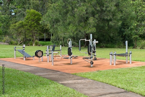 Outdoor gym unused due to coronavirus.