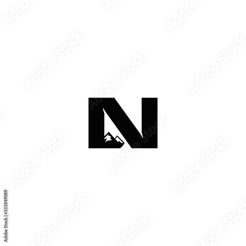 N intial logo Capital Letters white background 