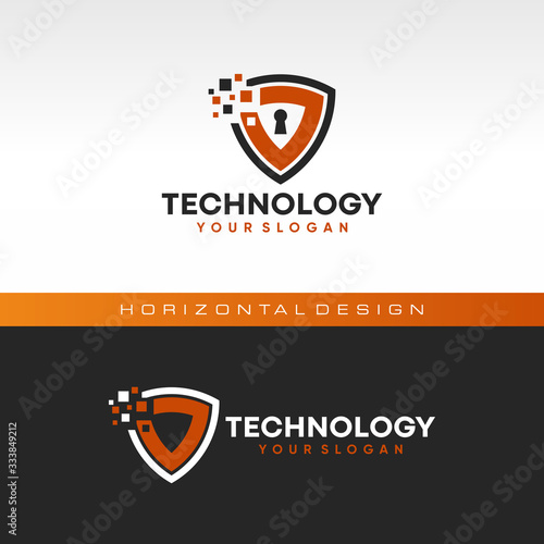 Tech Shield Logo Design Vector Template