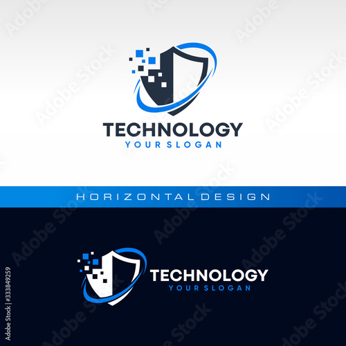 Tech Shield Logo Design Vector Template