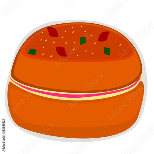 Bun maska indian mumbai street Food Vector