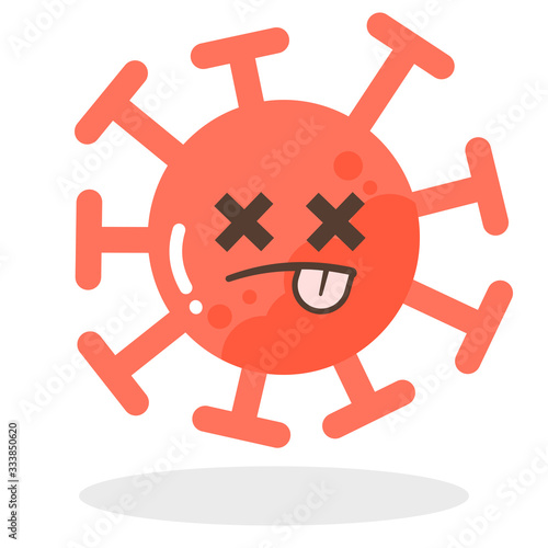 Vector of cute kawaii cartoon red emoticons face covid19, emoji dizzy face or headache, Corona Virus cartoon deadly Stick out tongue characters or dust floating isolated on white background 