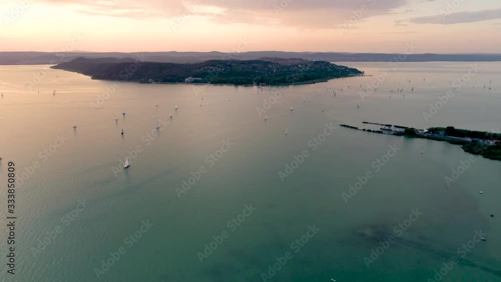 Sail Boats on Lake Balaton at sunrise Sail Boats on Lake Balaton at sunrise