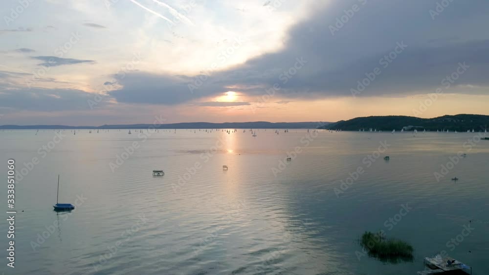 Sail Boats on Lake Balaton at sunrise Sail Boats on Lake Balaton at sunrise