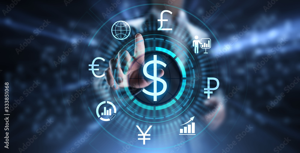 Dollar icon on screen. Currency trading rate Forex Business concept. Dollar icon on screen. Currency trading rate Forex Business concept.