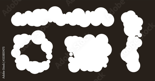 Clouds ans speech bubbles icons collection. Cartoon communication symbols.