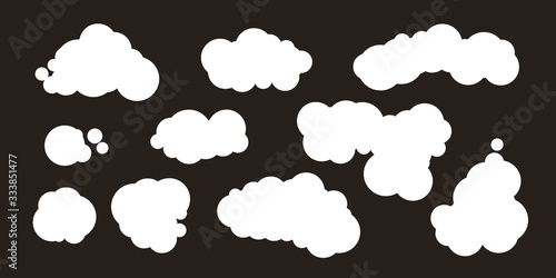 Clouds ans speech bubbles icons collection. Cartoon communication symbols.