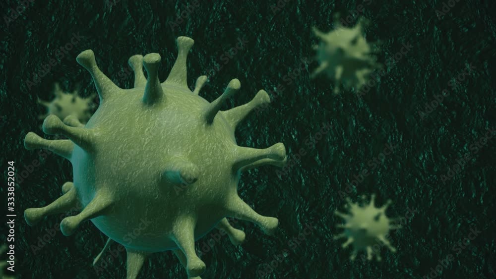 Abstract background with chaotically flying green bacterias on dark background Abstract background with chaotically flying green bacterias on dark background