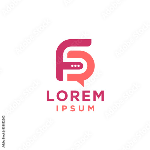 FD Letter logo intial  design concept with chat icon