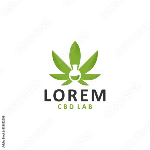 Cannabis lab and cannabis oil liquid drops logo vector