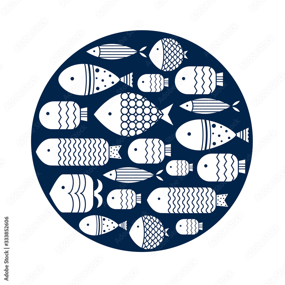 Fish. Card. Cute illustration.