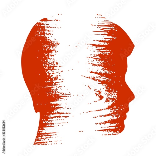Double exposure portrait of young man. Peru flag design concept. Flag textured by grungy wood pattern. Image relative to travel and politic themes