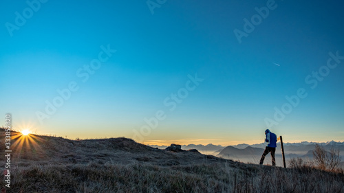 Winter sunset from an alpine peak of Friuli-Venezia Giulia