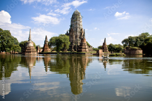 Wat Rat Burana at Ayutthaya Historical Park Thailand during flood © thattep