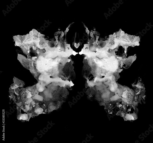 Rorschach test ink blot illustration. Psychological test. Silhouette of black butterfly isolated. 