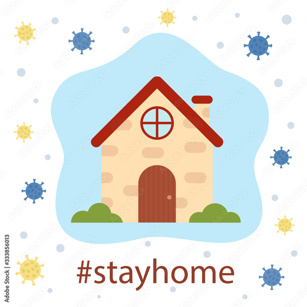 Naklejka premium Social awareness poster. Stay home. Coronavirus protection.