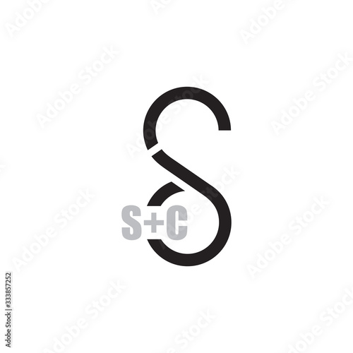 letter sc simple geometric loop line design symbol logo vector