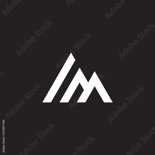 letter im simple lines art mountain green abstract geometric logo vector