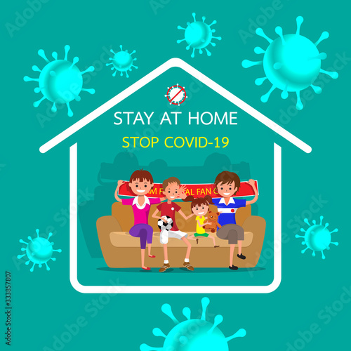 Stay at home awareness social media campaign and coronavirus prevention: staying together,Health vectot illustration.
