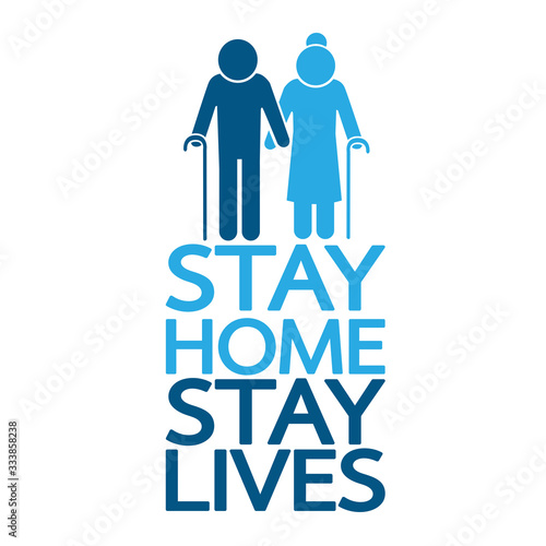 Stay home save lives  quote vector illustration Coronavirus Covid-19 awareness