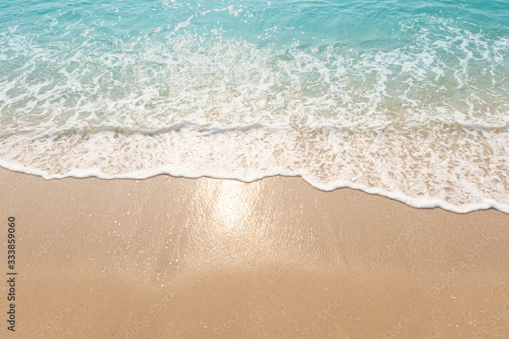 Blue ocean waves Sunlight Reflection Sand Beach background Blue ocean waves Sunlight Reflection Sand Beach background