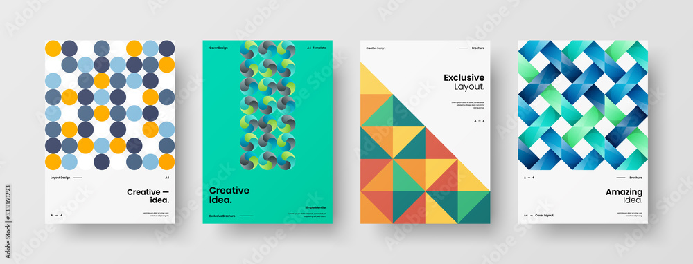 Business presentation vector A4 vertical orientation front page mock up set. Corporate report cover abstract geometric illustration design layout bundle. Company identity brochure template collection. Business presentation vector A4 vertical orientation front page mock up set. Corporate report cover abstract geometric illustration design layout bundle. Company identity brochure template collection.