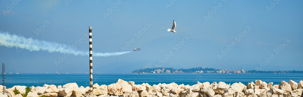 Fototapeta premium Military Air Show at Lake Garda in Italy, Plane type: 