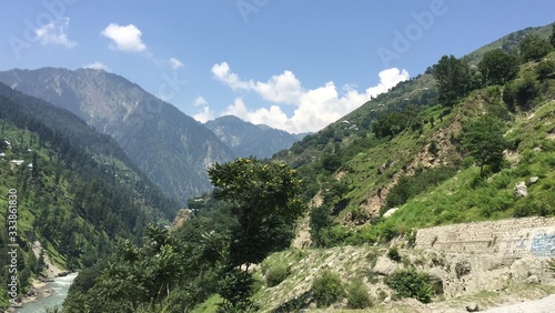 clear sky below green trees in Naran Pakistan